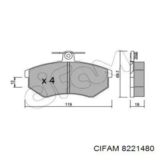 Купити 8221480 Cifam Колодки гальмівні передні, дискові