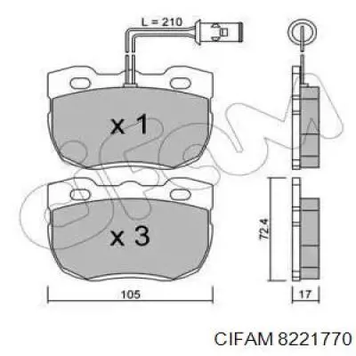 Гальмівні колодки Cifam 8221770 ціна, від 29.27 USD