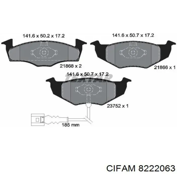 8222063 Cifam колодки гальмівні передні, дискові