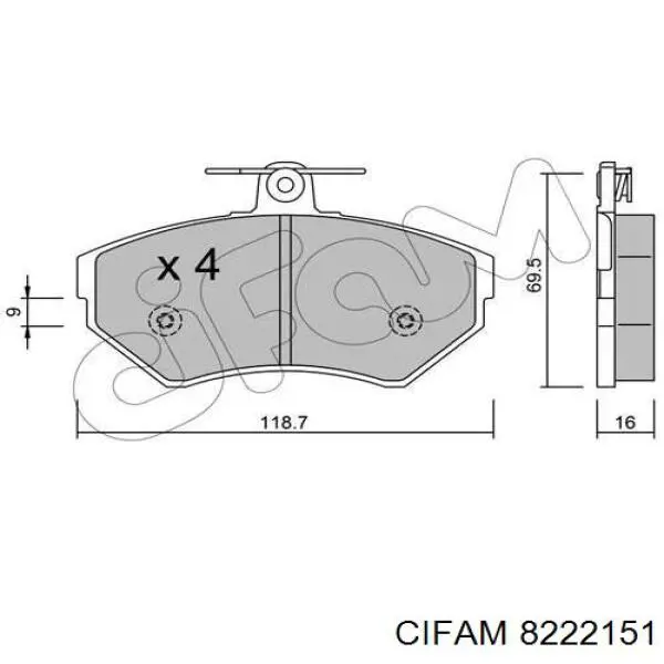 8222151 Cifam колодки гальмівні передні, дискові
