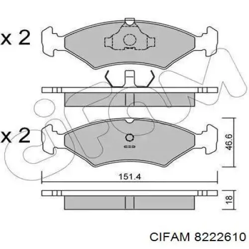 Задні гальмівні колодки 8222610 Cifam