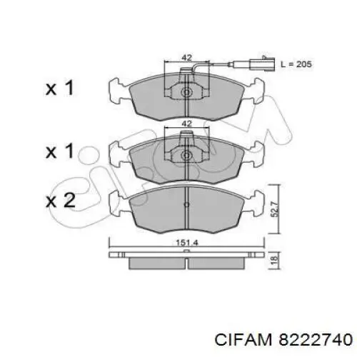 Гальмівні колодки Cifam 8222740 ціна, від 19.94 USD