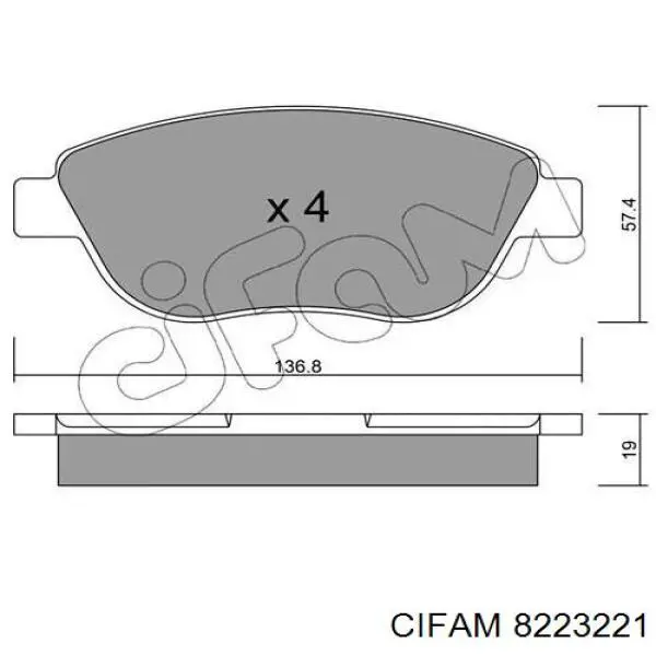 8223221 Cifam Передні гальмівні колодки