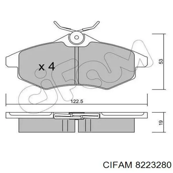 Колодки гальмівні передні, дискові 8223280 Cifam