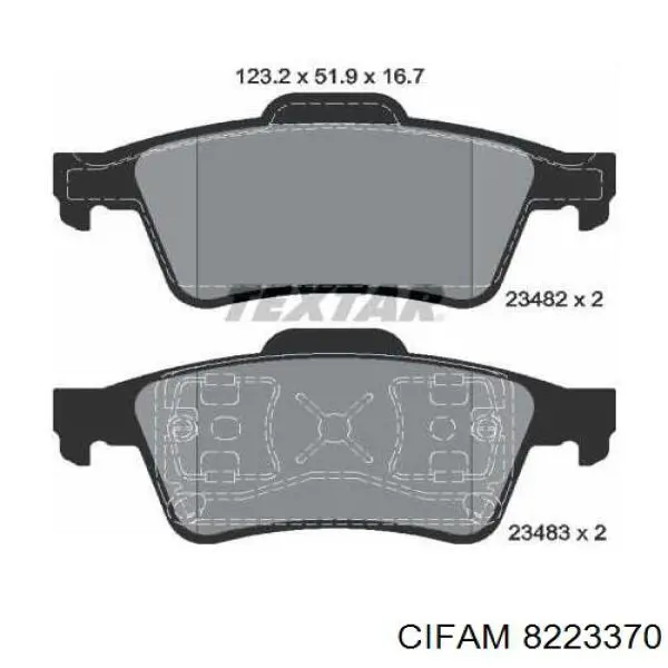 8223370 Cifam Колодки гальмівні задні, дискові