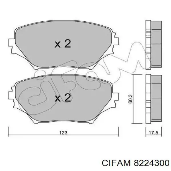 Колодки гальмівні передні, дискові 8224300 Cifam