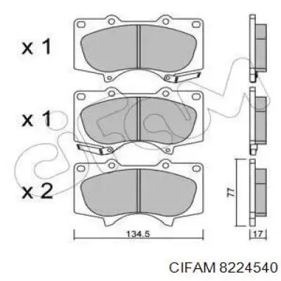 Гальмівні колодки Cifam 8224540 ціна, від 22.84 USD