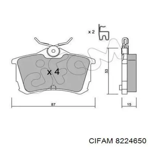 Задні гальмівні колодки Cifam 8224650 ціна, від 17.05 USD