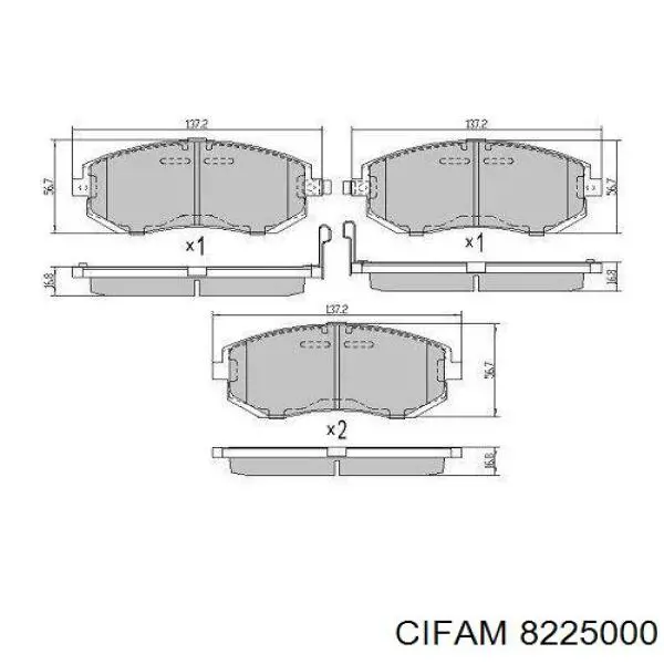 Купити 8225000 Cifam Колодки гальмівні передні, дискові