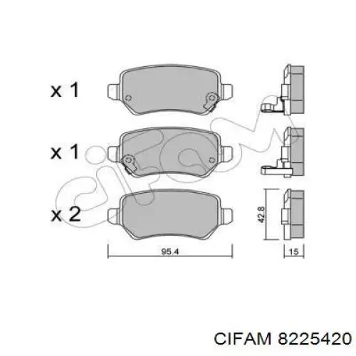Задні гальмівні колодки Cifam 8225420 ціна, від 14.63 USD
