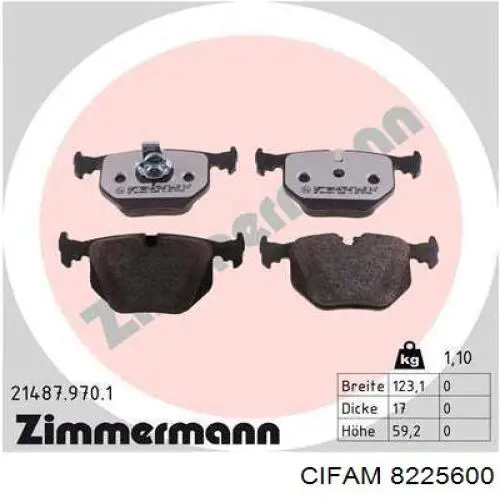 Купити 8225600 Cifam Задні колодки