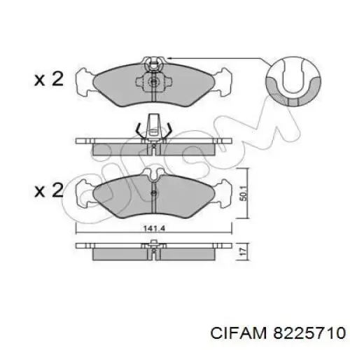 Задні гальмівні колодки Cifam 8225710 ціна, від 16.57 USD