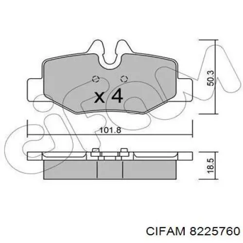 Колодки гальмові задні, дискові 8225760 Cifam