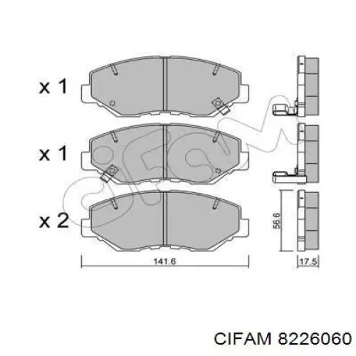Купити 8226060 Cifam Колодки гальмівні передні, дискові