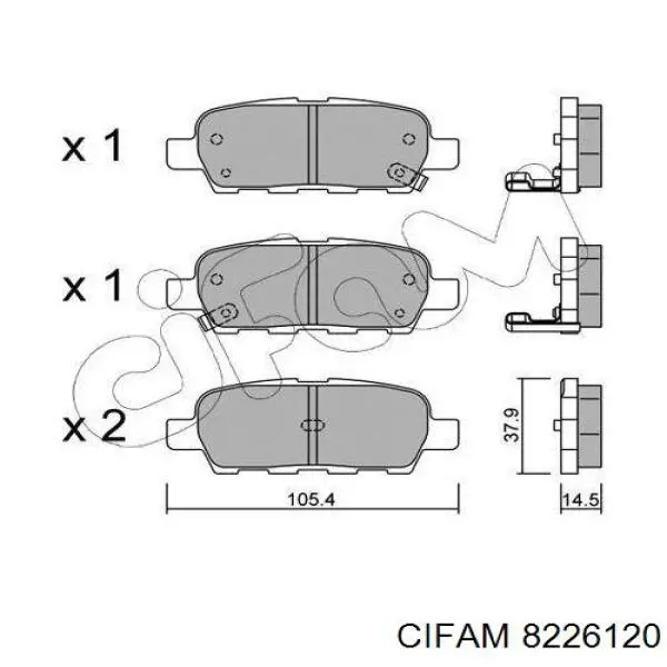 8226120 Cifam Колодки гальмівні задні, дискові