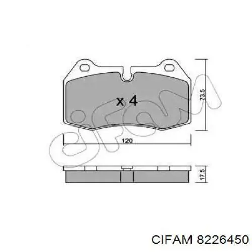 Гальмівні колодки Cifam 8226450 ціна, від 29.70 USD