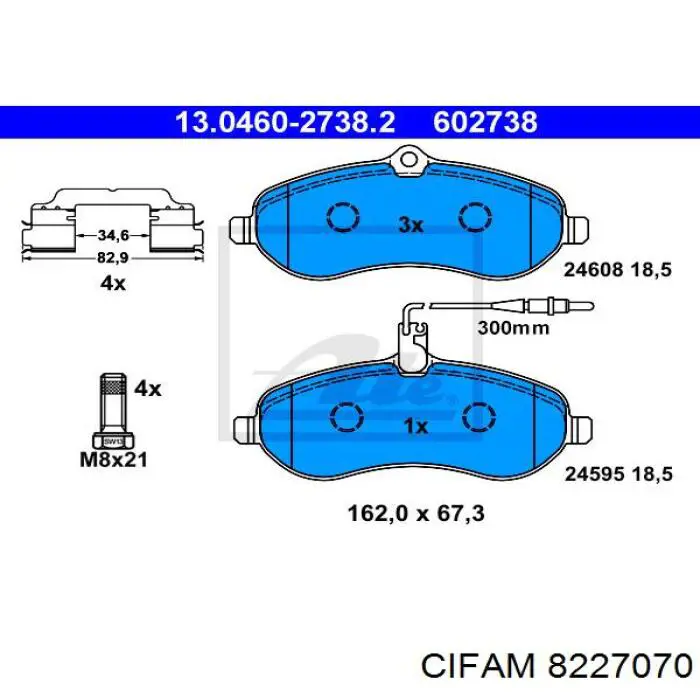 Купити 8227070 Cifam Колодки гальмівні передні, дискові