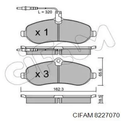 Колодки гальмівні передні, дискові 8227070 Cifam