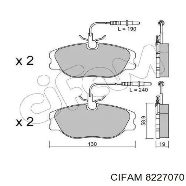 Гальмівні колодки Cifam 8227070 ціна, від 24.34 USD