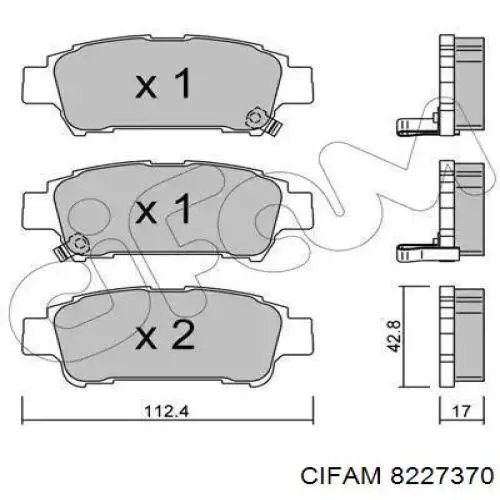Задні гальмівні колодки Cifam 8227370 ціна, від 17.22 USD