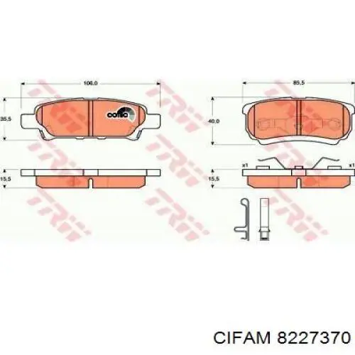Задні гальмівні колодки 8227370 Cifam