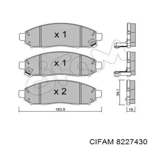8227430 Cifam колодки гальмівні передні, дискові