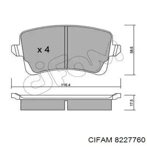 Задні гальмівні колодки Cifam 8227760 ціна, від 21.69 USD