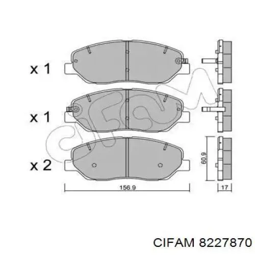Гальмівні колодки Cifam 8227870 ціна, від 25.00 USD