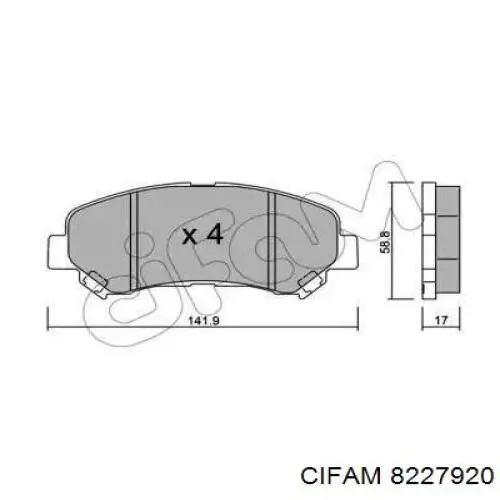 Гальмівні колодки Cifam 8227920 ціна, від 24.35 USD