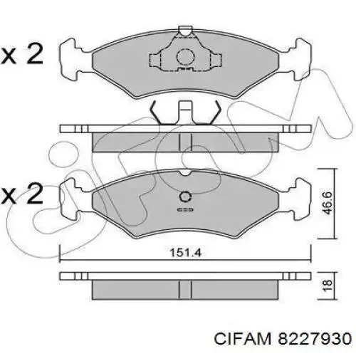 Гальмівні колодки Cifam 8227930 ціна, від 19.22 USD