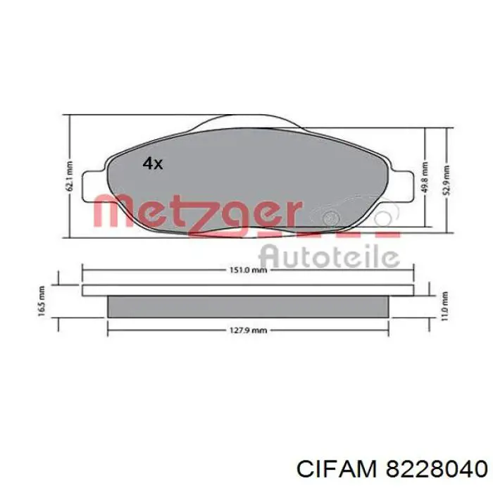 Купити 8228040 Cifam Колодки гальмівні передні, дискові