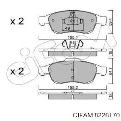 Гальмівні колодки Cifam 8228170 ціна, від 23.56 USD