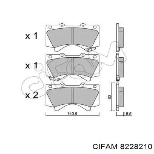Купити 8228210 Cifam Колодки гальмівні передні, дискові