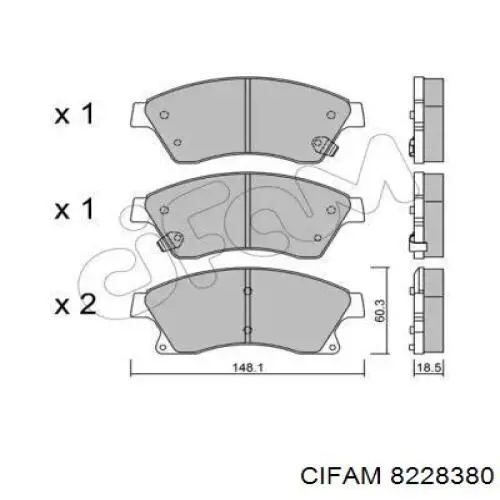 Купити 8228380 Cifam Колодки гальмівні передні, дискові