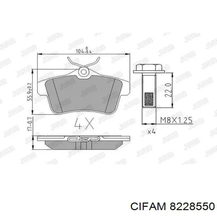 Купити 8228550 Cifam Задні колодки