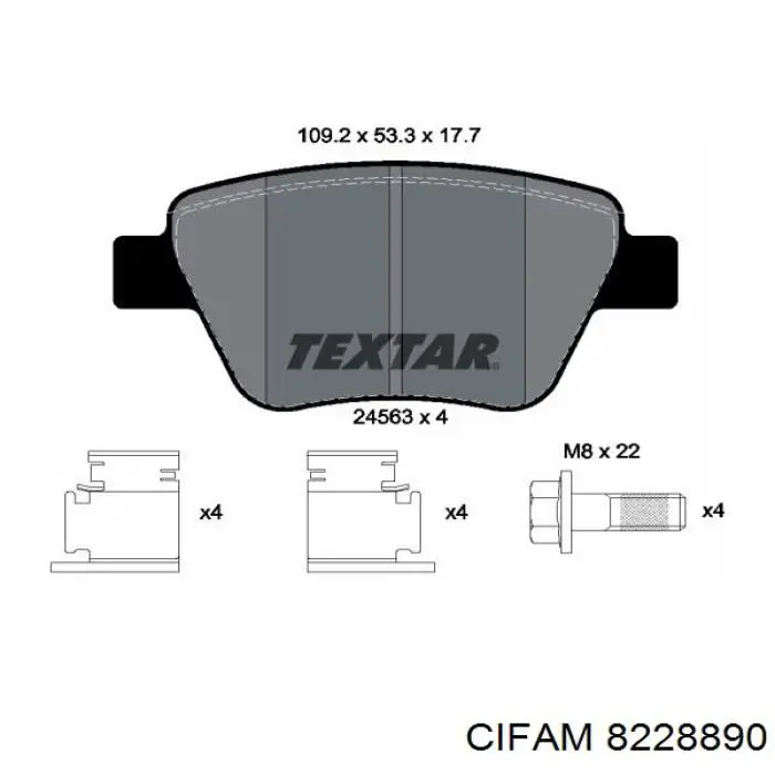 Задні гальмівні колодки 8228890 Cifam