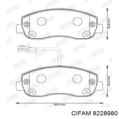 Купити 8228980 Cifam Колодки гальмівні передні, дискові