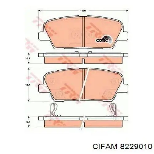Задні дискові колодки Cifam 8229010