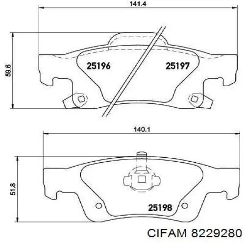 Колодки гальмові задні, дискові 8229280 Cifam