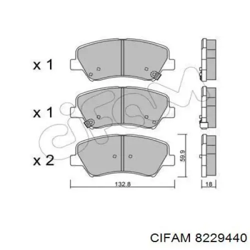 Передні тормозні колодки 8229440 Cifam