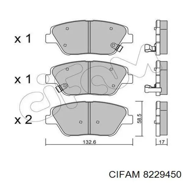 8229450 Cifam Передні гальмівні колодки