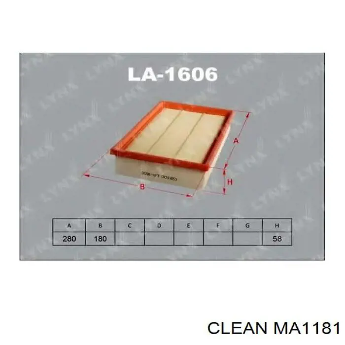 Купити MA1181 Clean Автомобільний фільтр повітря