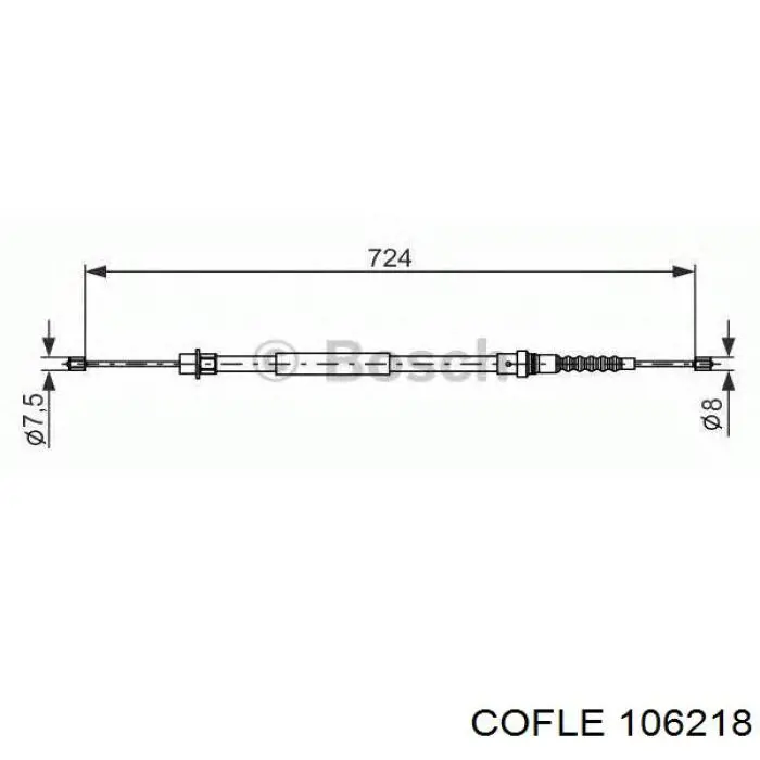 Трос ручного гальма передній 106218 Cofle