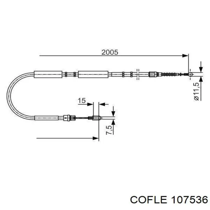 Трос ручного гальма задній, правий Cofle 107536 ціна, від 14.27 USD