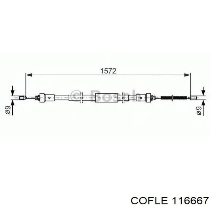 Трос ручного гальма задній, лівий 116667 Cofle
