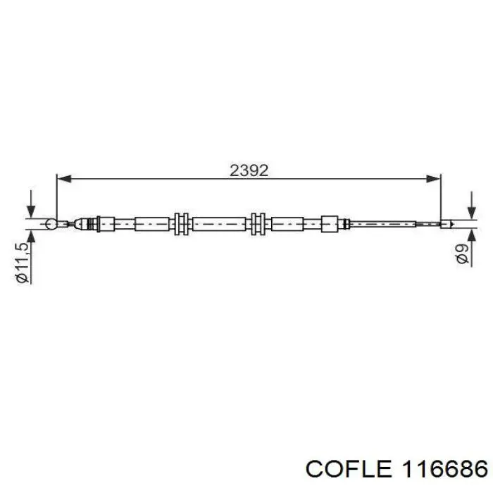 Трос ручного гальма задній, правий/лівий Cofle 116686 ціна, від 20.46 USD
