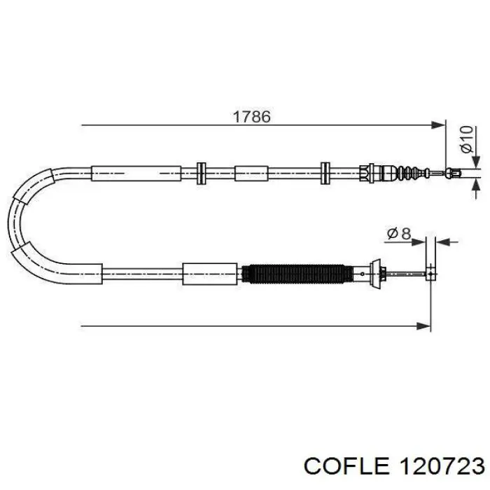 Трос ручного гальма задній, лівий 120723 Cofle