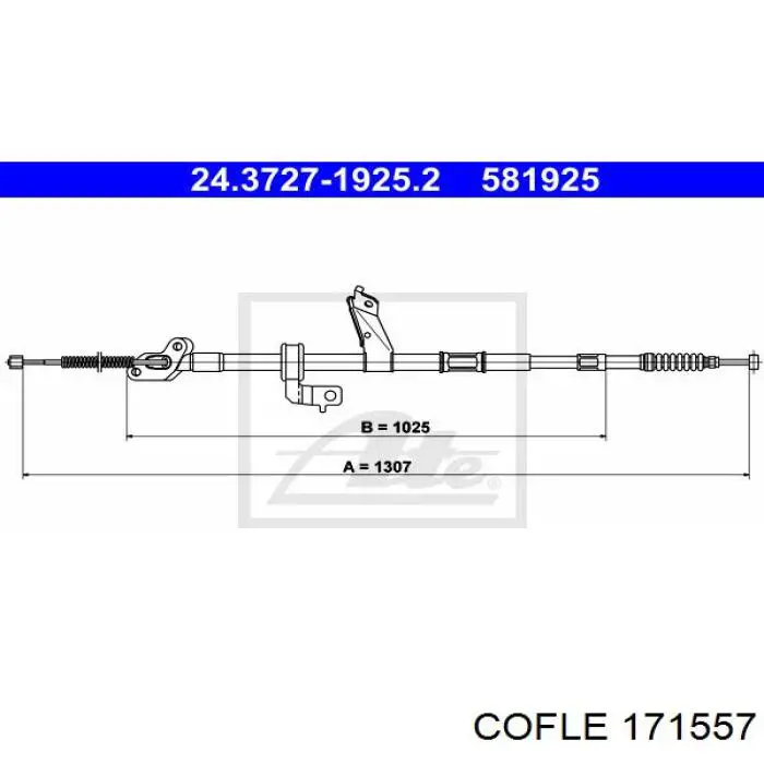 171557 Cofle трос ручного гальма задній, правий