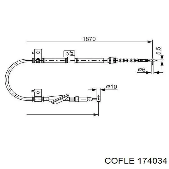 Трос ручного гальма задній, лівий 174034 Cofle