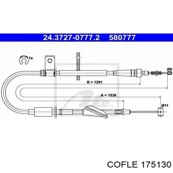 Трос ручного гальма задній, правий 3302451 Adriauto